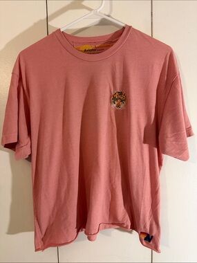 Aviator Nation Pink Embroidered Tiger Chest Tee